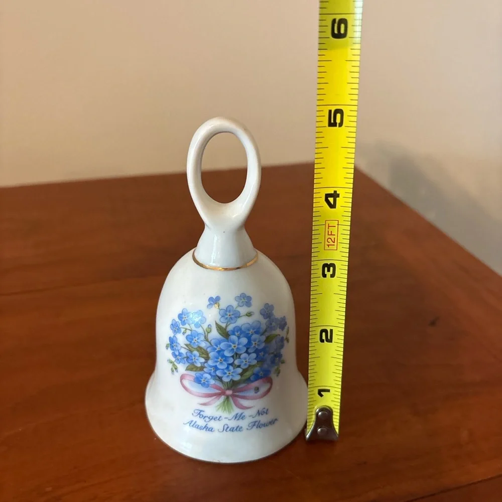 Vintage Porcelain Bell – Forget-Me-Not Alaska State Flower